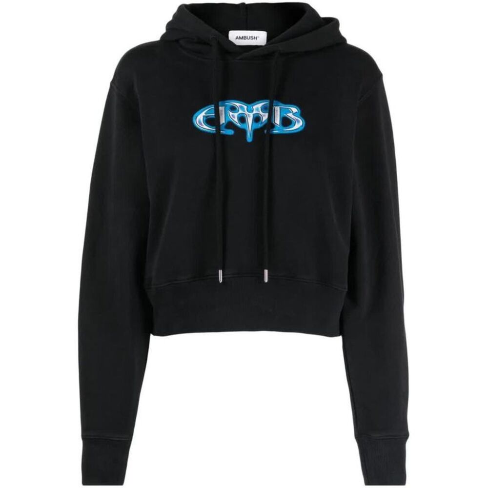 AMBUSH Cropped Logo Hoodie Women BLACK Sweaters & Knitwear